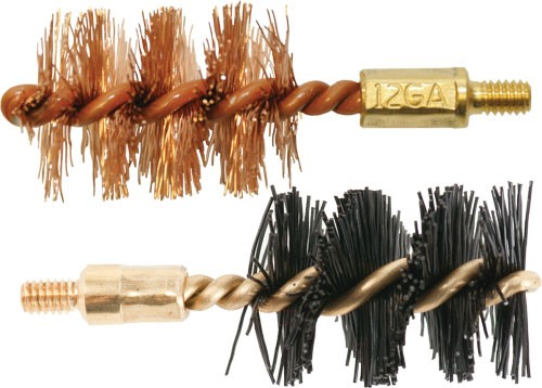 1-NYLON 1-BRONZE 8-32MM THREADOTIS BORE BRUSH .12 GA 2-PACK - American Ordnance