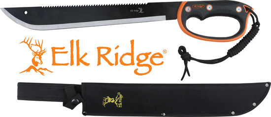 BLADE W/SHEATH D-HANDLE BLK/SSMC ELK RIDGE MACHETE 21.5" - American Ordnance