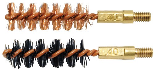 1-NYLON 1-BRONZE 8-32 THREADOTIS BORE BRUSH .40 CAL 2-PK - American Ordnance
