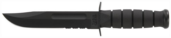7" SERR W/PLASTIC SHEATH BLACKKA-BAR FIGHTING/UTILITY KNIFE - American Ordnance