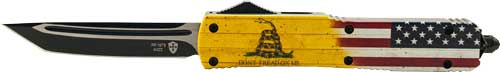 TREAD ON ME 3.1" BLACK TANTOTEMPLAR KNIFE SLIM OTF DON'T - American Ordnance