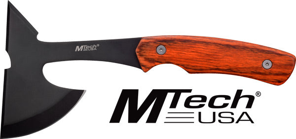 3" BLACK BLADE PAKKAWOOD HNDLMC MTECH 9" TOMAHAWK W/SHEATH - American Ordnance