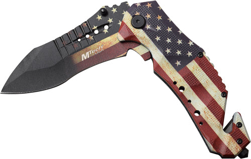 FOLDER W/CUTTER US FLAG/SSMC MTECH 3.75" DROP POINT - American Ordnance