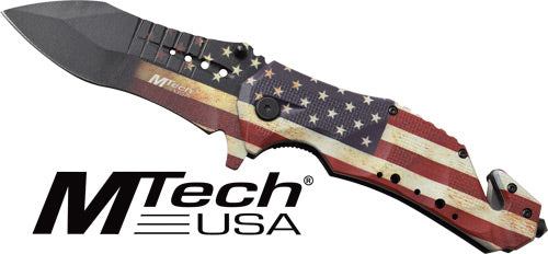 FOLDER W/CUTTER US FLAG/SSMC MTECH 3.75" DROP POINT - American Ordnance