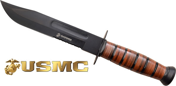 LEATHER SHEATHMC USMC 7" BOWIE BLADE W/ - American Ordnance