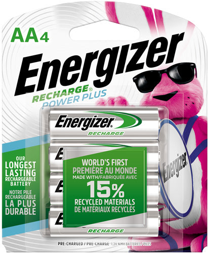 PLUS BATTERIES AA 4 PACKENERGIZER RECHARGABLE POWER - American Ordnance