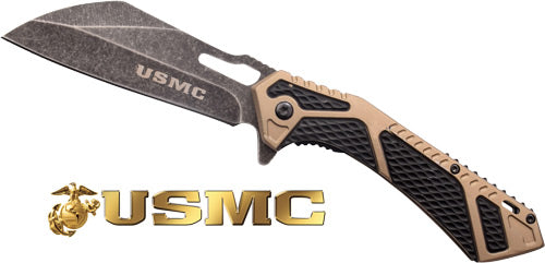 FOLDER BLACK/FDEMC USMC 3.75" WHARNCLIFFE - American Ordnance