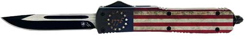 ROSS FLAG 3.1" BLACK DROP PNTTEMPLAR KNIFE SLIM OTF BETSY - American Ordnance