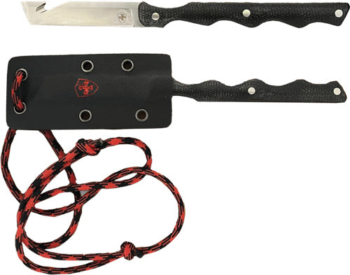 BLK W/RED POWDER D2 SLVR TANTOTEMPLAR KNIFE NECK KNIFE 2.46" - American Ordnance