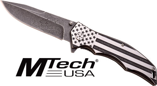 FOLDER BLACK/WHITE FLAG SSMC MTECH 3.75" DROP POINT - American Ordnance