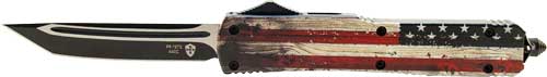 FLAG 3.1" BLACK TANTOTEMPLAR KNIFE SLIM OTF WOOD US - American Ordnance