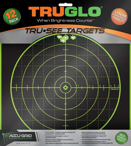 100 YARD 12"X12" 12-PACKTRUGLO TRU-SEE REACTIVE TARGET - American Ordnance
