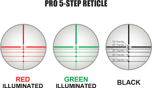 5-STEP RGB RETICLE QD RINGSUTG CROSSBOW SCOPE 4X32 1&quot; PRO - American Ordnance