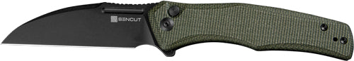 DK GREEN MICARTA/BLK BTTNLOCK<SENCUT KNIFE WATAUGA 3.48" - American Ordnance