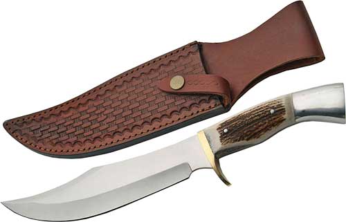 DEER ANTLER HANDLE SS BLADESZCO STEEL STAG 8" IRON COUGAR - American Ordnance