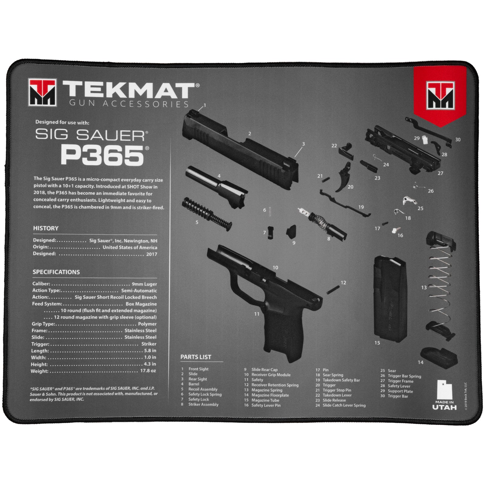 TEKMAT ULTRA PSTL MAT SIG P365 - American Ordnance