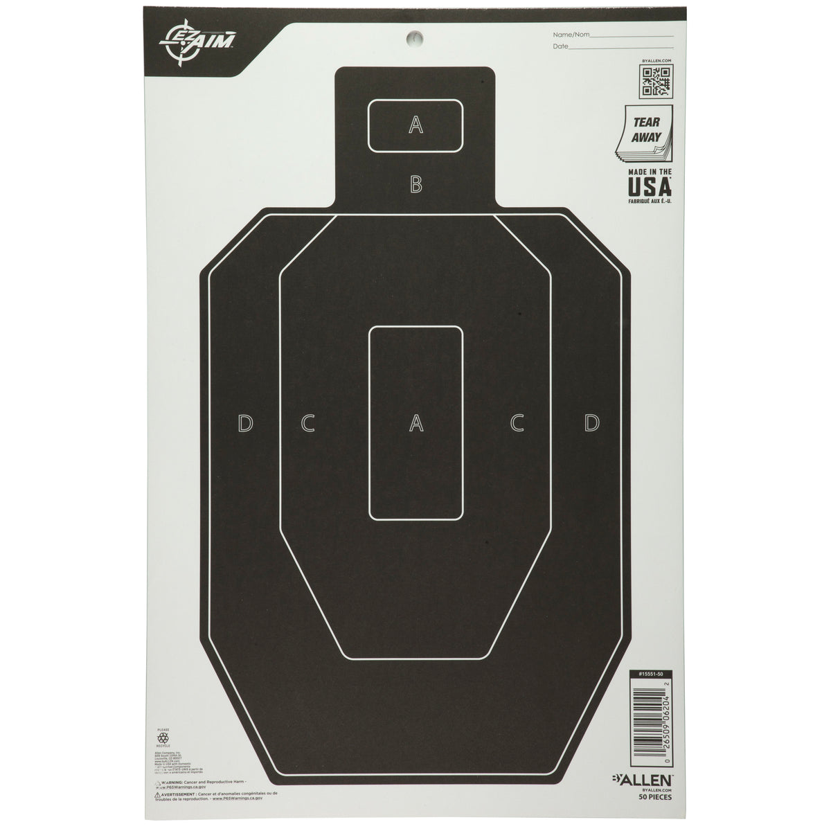 ALLEN EZ AIM PAPER 12X18 IPSC 50PK - American Ordnance