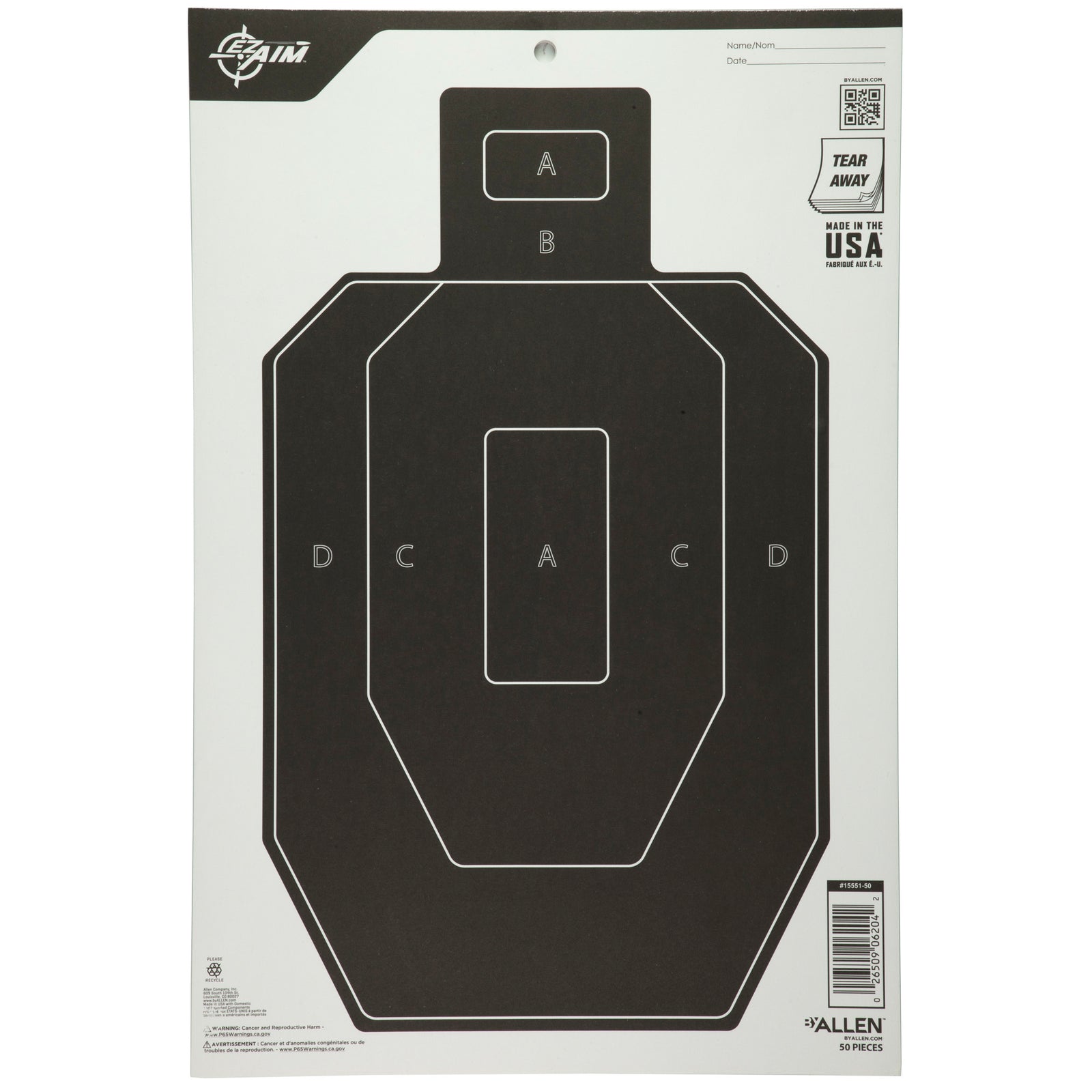 ALLEN EZ AIM PAPER 12X18 IPSC 50PK - American Ordnance