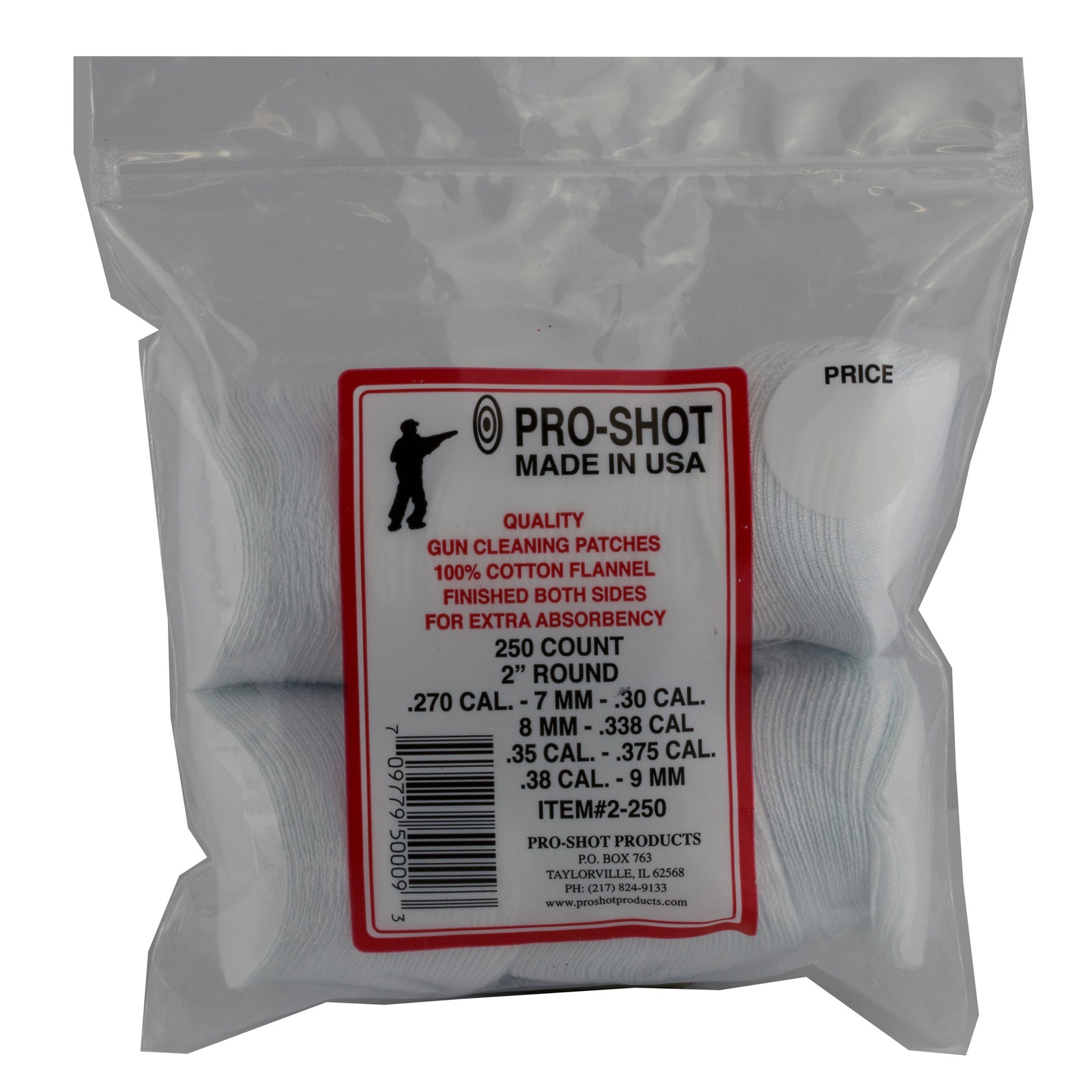 PRO-SHOT PATCH 270-38 CAL 2" 250PK - American Ordnance