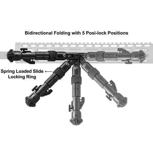MATTE BLK CENTER H 8.0&quot;-11.8&quot;UTG BIPOD RECON FLEX M-LOK - American Ordnance