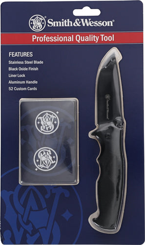3.25" BLACK/BLACK PROMO Q3<S&W KNIFE EDC FOLDER & CARDS - American Ordnance