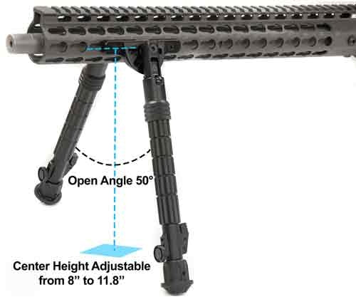MATTE BLK CENTER H 8.0"-11.8"UTG BIPOD RECON FLEX KEYMOD - American Ordnance