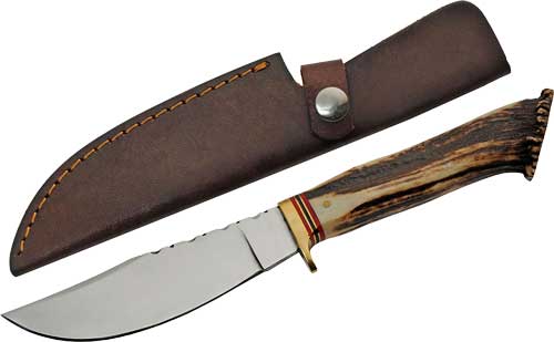 DEER ANTLER HANDLE SS BLADESZCO STEEL STAG 5" STAG HUNTER - American Ordnance