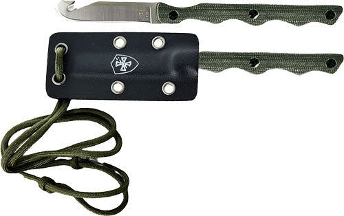 OD GREEN D2 SILVER DROP POINT!TEMPLAR KNIFE NECK KNIFE 2.46" - American Ordnance