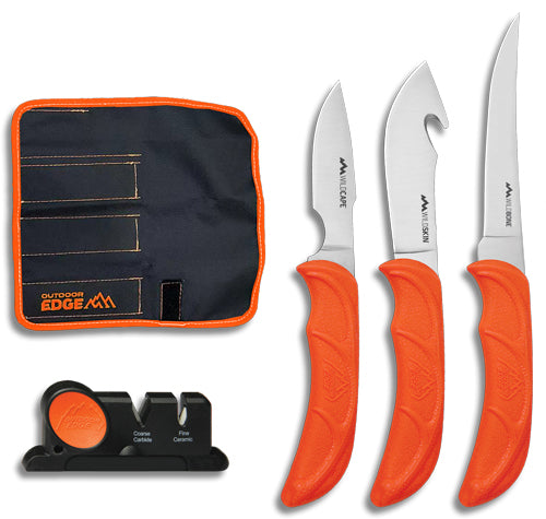 3PK W/SHARPENER/ROLL PK PROMO!OUTDOOR EDGE WILDLITE KNIVES - American Ordnance