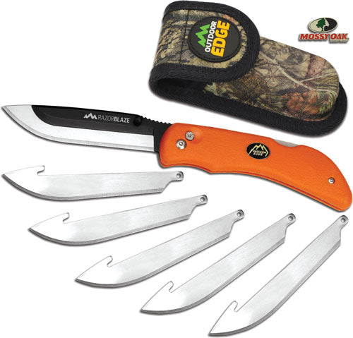 FOLDER W/6 BLADES ORANGE HNDLOUTDOOR EDGE RAZOR BLAZE 3.5" - American Ordnance