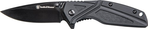 OXIDE BLADE W/POCKET CLIPS&W KNIFE BLACK RUBBER 3" BLK - American Ordnance