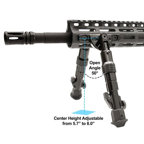 MATTE BLK CENTER H 5.7&quot;-8&quot;UTG BIPOD RECON FLEX M-LOK - American Ordnance