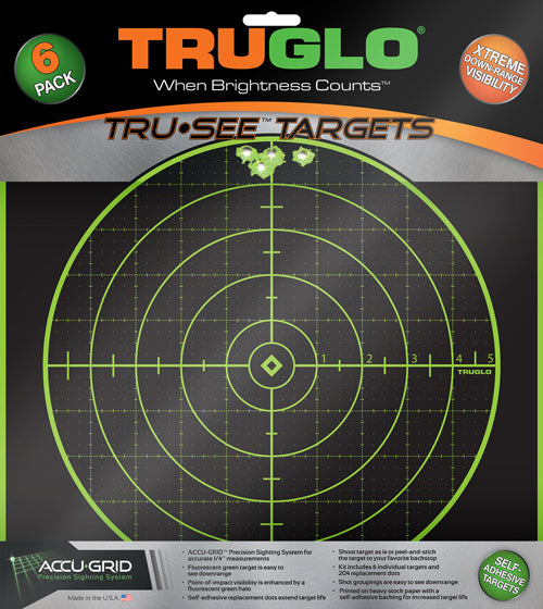 100 YARD 12"X12" 6-PACKTRUGLO TRU-SEE REACTIVE TARGET - American Ordnance