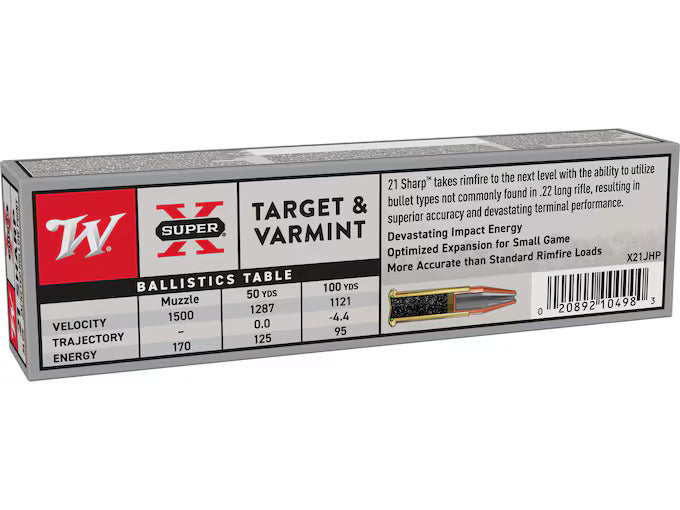 WINCHESTER SUPER X 21 SHARP 34GR JHP 1500 FP 100RD
