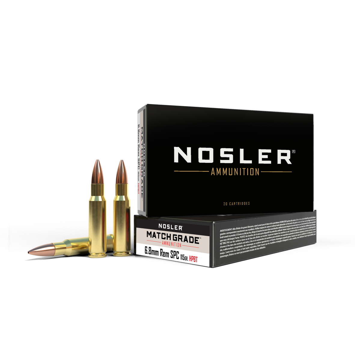 NOSLER MATCH GRADE 6.8 SPC 168GR CC HPBT 20RD