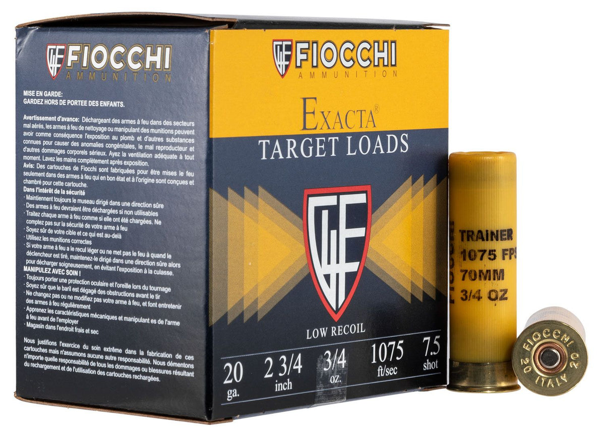 FIOCCHI 20GA 2.75&quot; 3/4OZ #7.5 1075FPS 250RD CASE