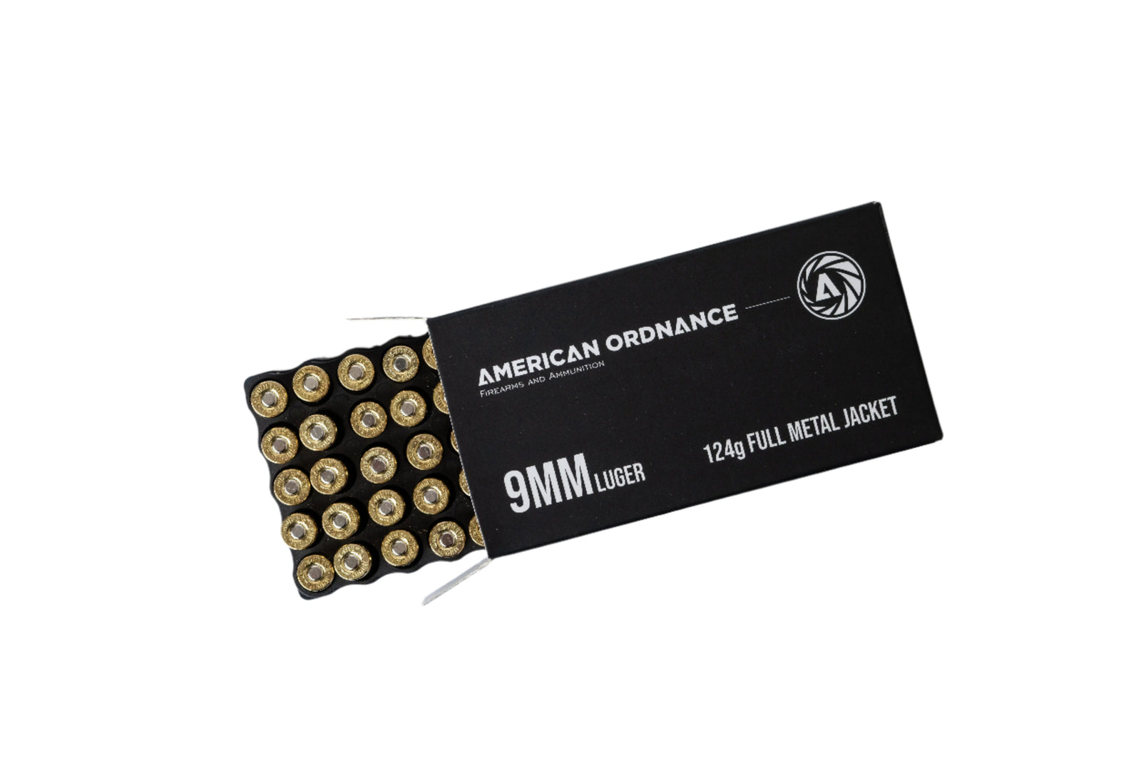 9MM Luger 124g Full Metal Jacket. 50 Round Box - American Ordnance