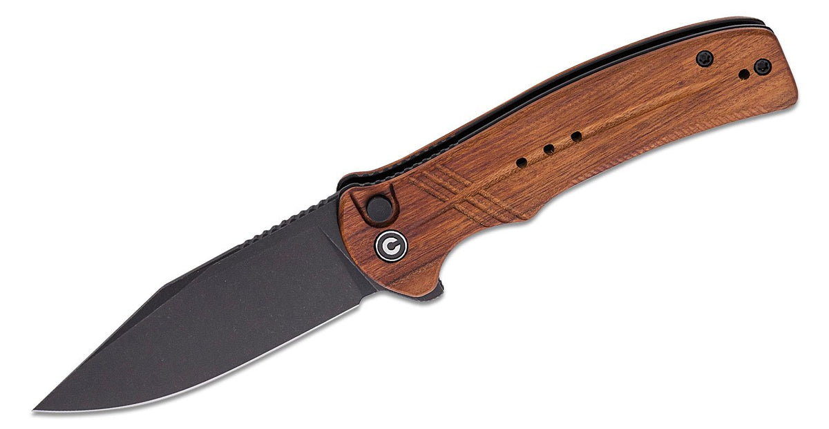 CIVIVI KNIFE COGENT 3.47" WOOD/STONEWASH BUTTON LOCK