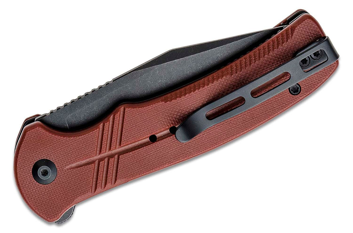 BURGUNDY G10/BLACK STONEWASHCIVIVI KNIFE COGENT 3.47"