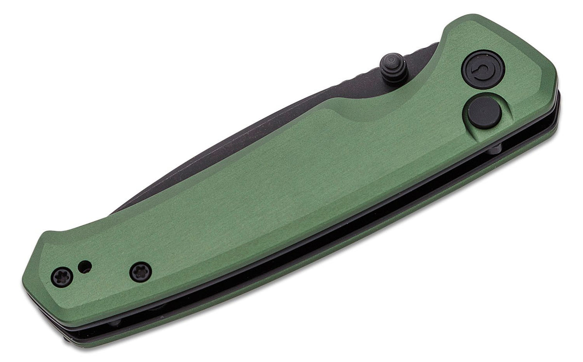 CIVIVI KNIFE ALTUS 2.97" GREEN/BLK STONEWASH BUTTON LOCK