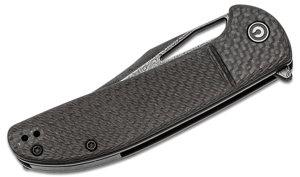 CARBON FIBER/BLACK DAMASCUSCIVIVI KNIFE ORTIS 3.25" TWILL