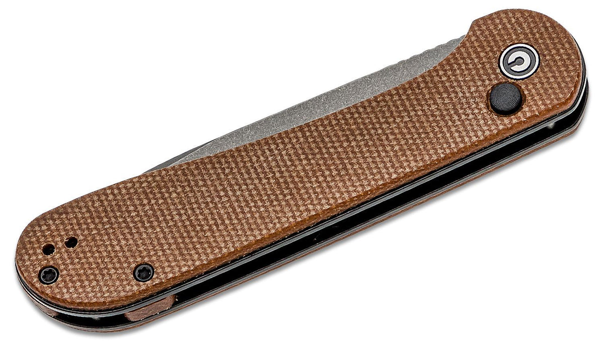 BROWN MICARTA/GRAY STONEWASHEDCIVIVI KNIFE ELEMENTUM 3.47"