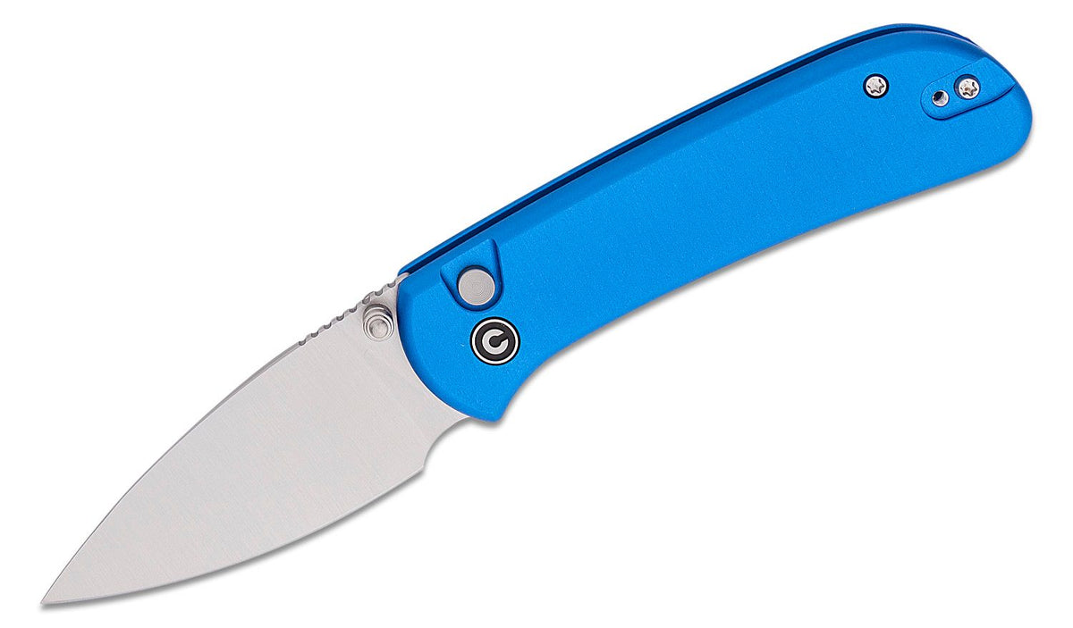 CIVIVI KNIFE QUIBIT 2.98" BLUE/SATIN FINISH BUTTON LOCK