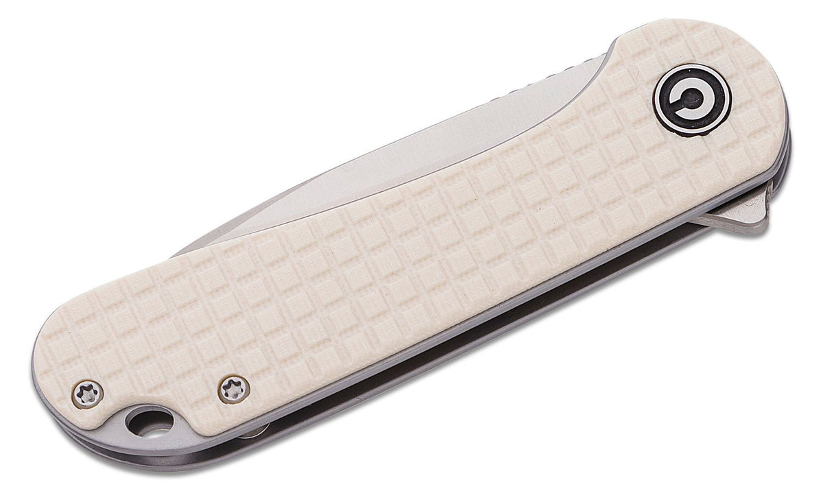 CIVIVI KNIFE ELEMENTUM 2.96" IVORY G10/SATIN D2 LINER LOCK