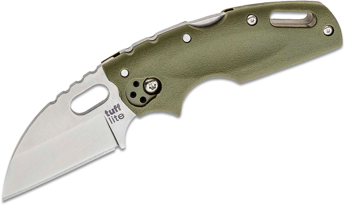 COLD STEEL TUFF LITE 2.5&quot; OD GREEN PLAIN EDGE CLIP FOLDER