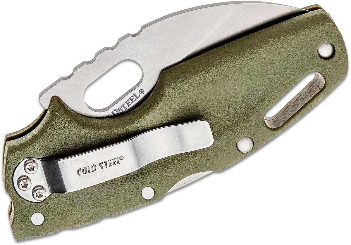 COLD STEEL TUFF LITE 2.5&quot; OD GREEN PLAIN EDGE CLIP FOLDER