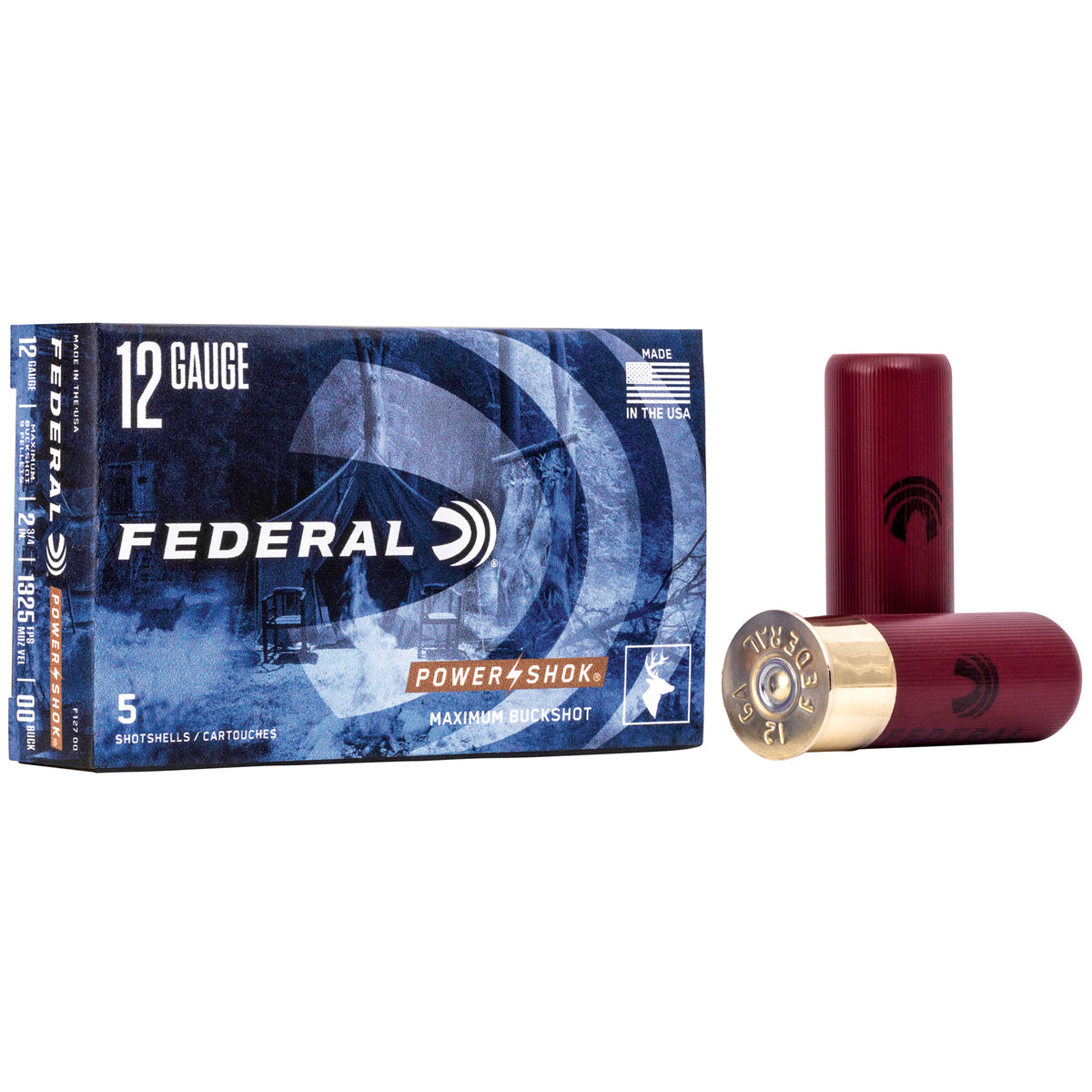 FEDERAL POWER SHOK 12GA 2.75&quot; 00 BUCK 9 PELLETS 5RD