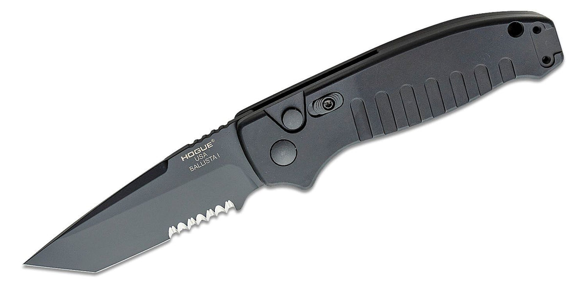 HOGUE BALLISTA-I BUTTON AUTO TANTO SERRATED BLACK