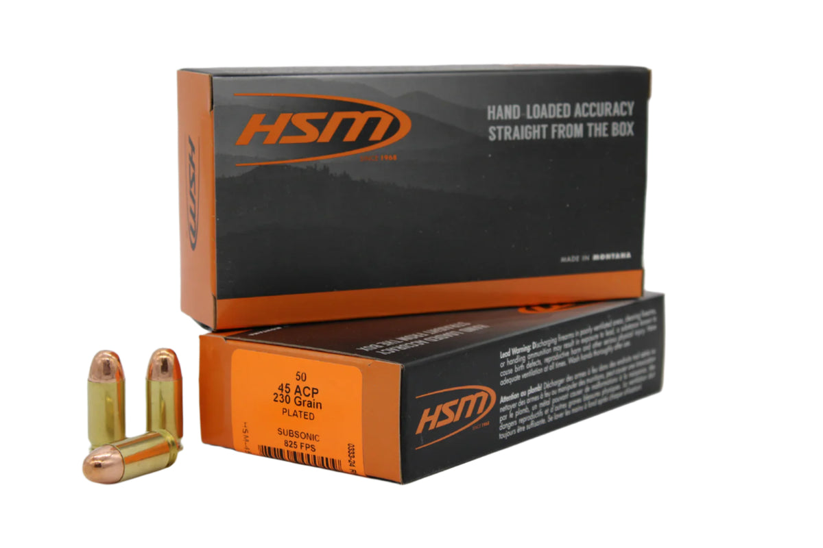 HSM SUBSONIC 45 ACP 230GR LEAD-RN 50RD