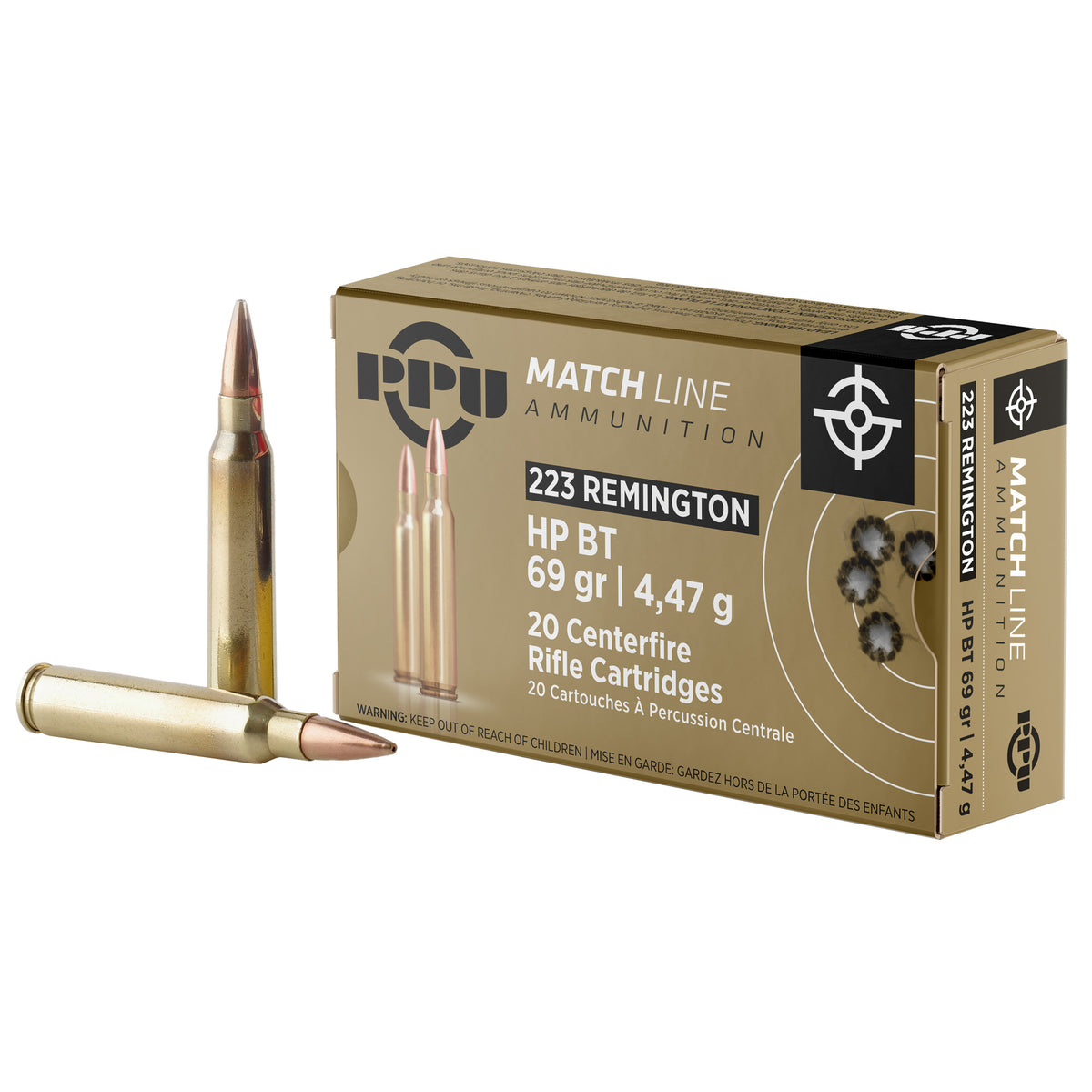 PPU .223 REM MATCH 69GR HPBT 20RD